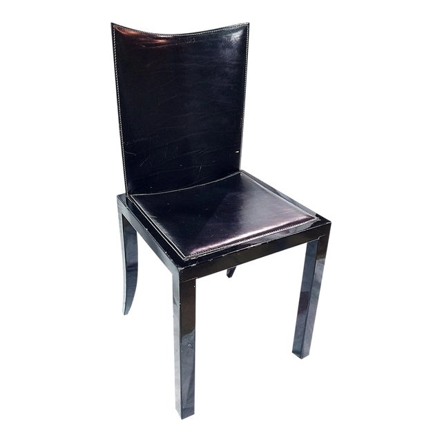1970s Italian Modern Leather Desk Side Chair For Sale
