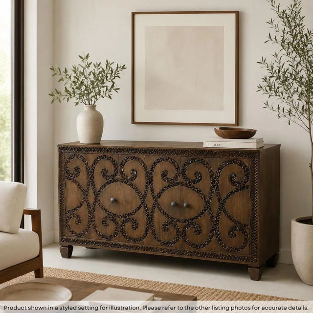 Dimensions: 59″ W x 16″ D x 35″ H . Features - A rare piece and only one of its kind available - Piece shown in the photos...