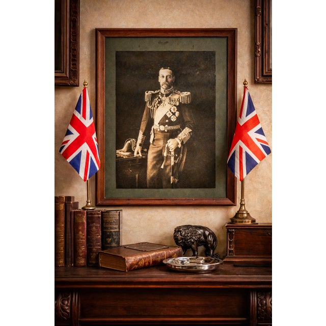 A very large and impressive formal portrait of King George V, released in 1911 to commemorate his coronation year. The...