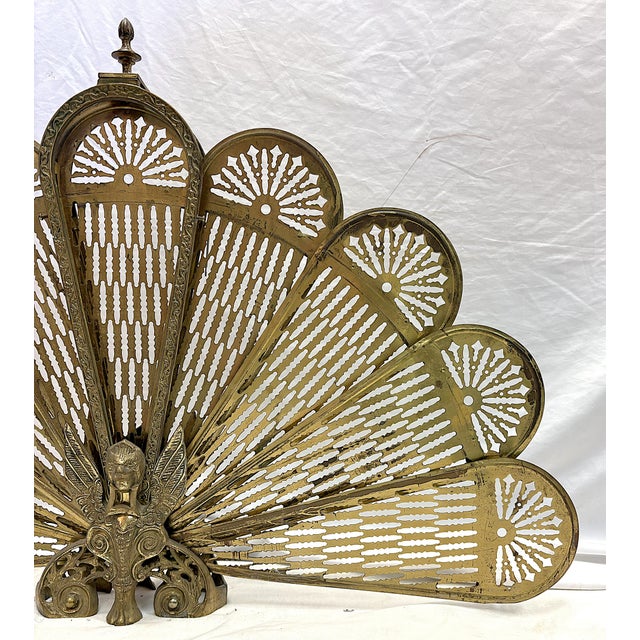 Mid 20th Century Vintage 1950's Art Deco Peacock Fireplace Screen For Sale - Image 5 of 18