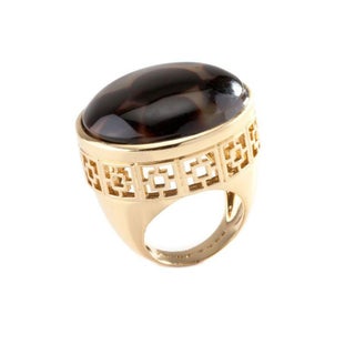 Trina Turk Oversize Faux Tortoise Gold Ring Size 7 For Sale