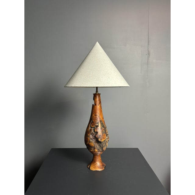 Mid-Century Brutalist Sculptural Table Lamp in Burl Wood, France, 1960s For Sale - Image 14 of 14