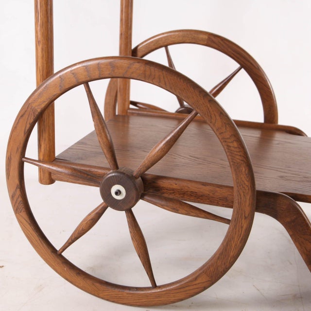 Wooden Serving Cart in Oak, 1970s For Sale - Image 14 of 15