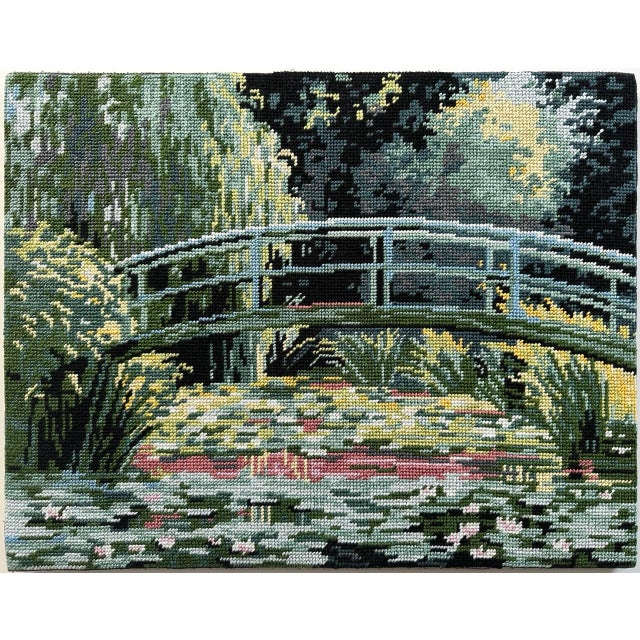 Japanese Framed Japanese Footbridge Needlepoint Based on Claude Monet’s Painting For Sale - Image 3 of 4