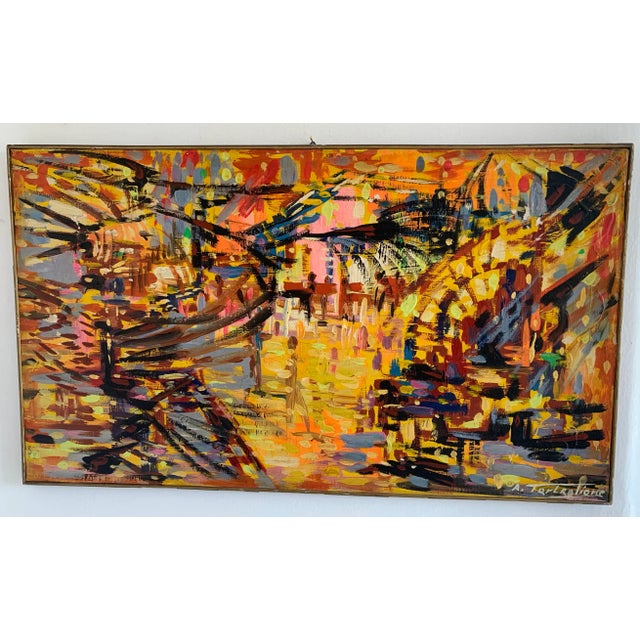 A. Tartaglione "CESENATICO 1958" Painting Signed , Acrylic on Canvas . 28 x 14 Italy 1961 Today Cesenatico is a tourist...