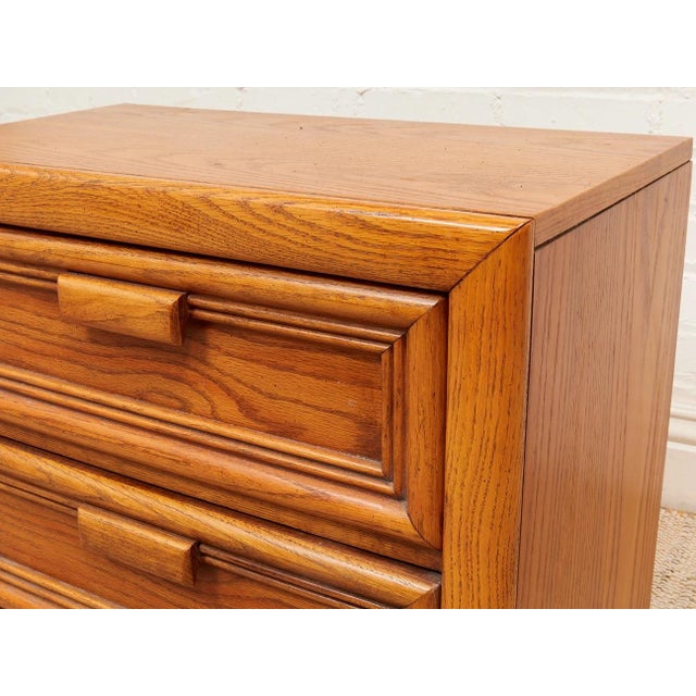 Brown Pair of Boho Two Drawer Oak Nightstands For Sale - Image 8 of 12