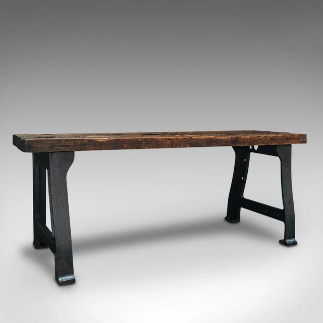 1850s Antique Victorian English Pine and Iron Foundry Table For Sale - Image 13 of 13