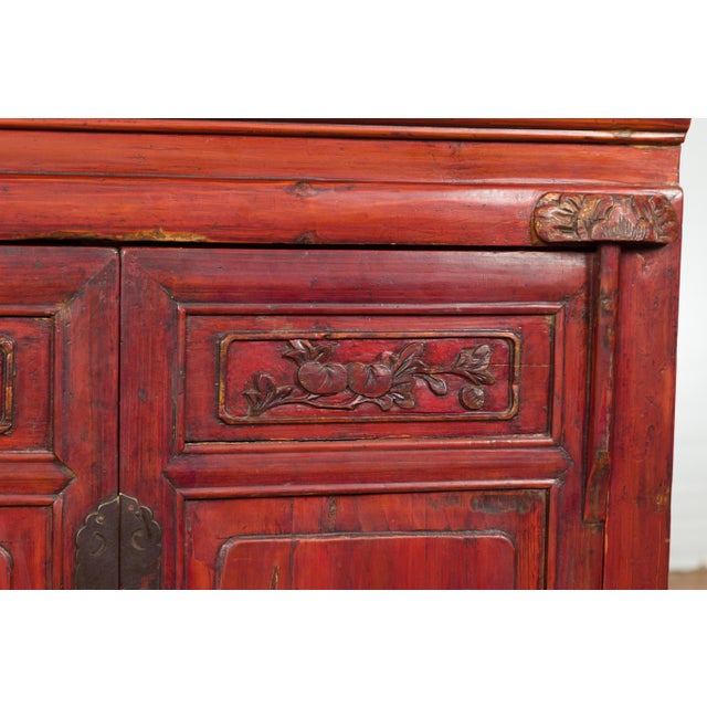 Red Chinese Red Lacquered Blanket Chest with Gilt Motifs and Guardian Lions For Sale - Image 8 of 12