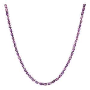 Sleek Design 5x3mm Oval Amethyst Tennis Necklace Set in 925 Sterling Silver
