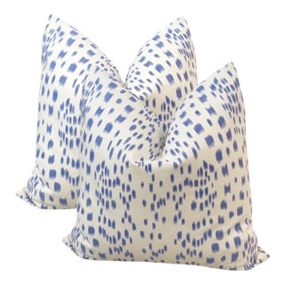 Cadet Blue Abstract Animal Print Two-Sided 22" Down Pillows - A Pair For Sale