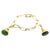 Bochic Vintage jade charm link bracelet. Sterling silver and gold plating links and crowns. Green vintage jade. Black...