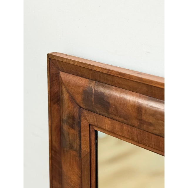 Vintage MCM Walnut Burlwood Tiger Oak Wall Mirror Antique Frame Hanging Mirror For Sale - Image 10 of 13