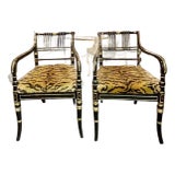 Pair of Vintage English Regency Style Armchairs For Sale