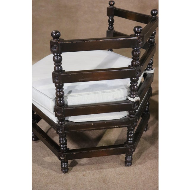 Mid 20th Century Pair of Antique Corner Chairs - 2 Pieces For Sale - Image 9 of 9