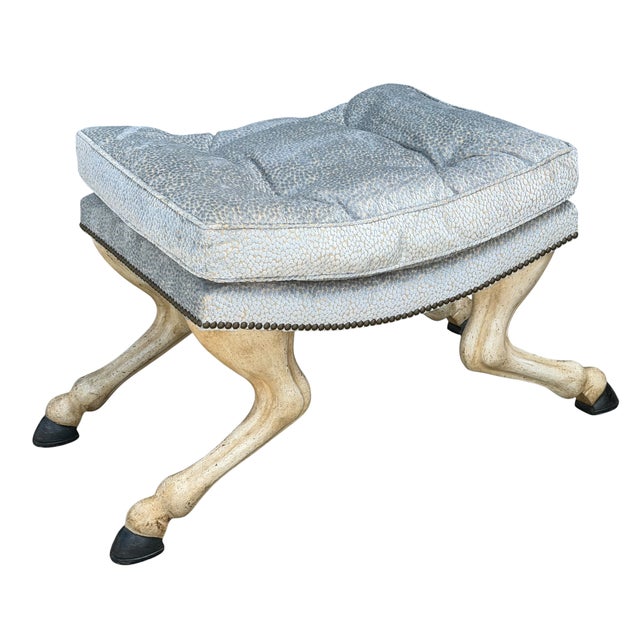2010s 18th C Style Horse Leg & Hoof Vanity Stool or Bench by Randy Esada Designs For Sale - Image 5 of 5