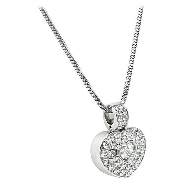 Silver Chopard Happy Diamonds Icons Heart Pendant Necklace 18kwg 0.34 Ct, +Certificate For Sale - Image 8 of 8