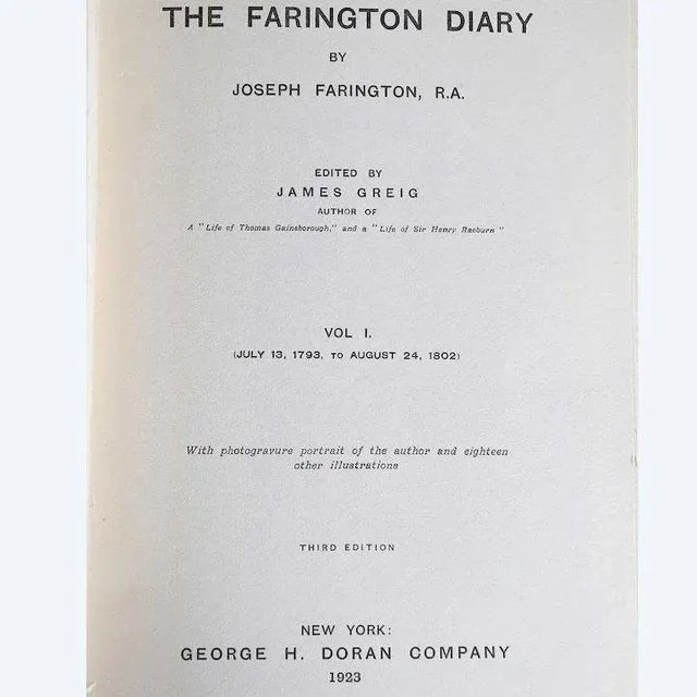 French Vintage The Farington Diary Volume 1 by Joseph Farington, R.A. Book For Sale - Image 3 of 9
