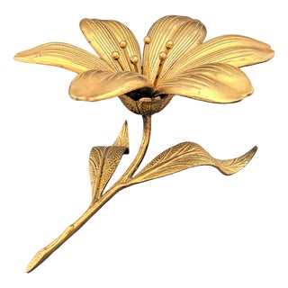 Hollywood Regency Lotus Flower Brass Ashtray, 1950s For Sale