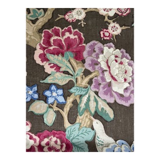 Schumacher X Mary McDonald Bermuda Blossoms in Cocoa 175870 3 5/8 Yards Fabric For Sale