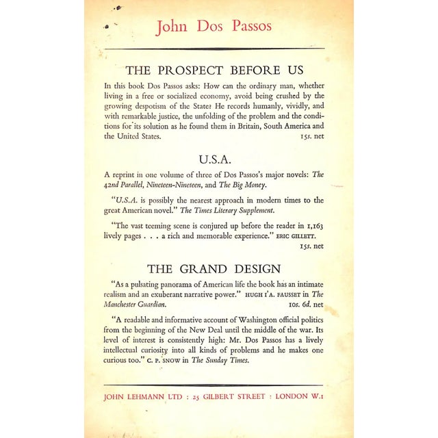 "Manhattan Transfer" 1951 Dos Passos, John For Sale In New York - Image 6 of 6