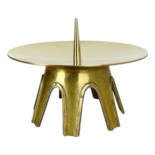 Modernist Brutalist Sculptural Brass Candleholder in the style of Auböck, Austria, 1950s For Sale