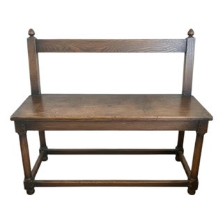 19th Century Dark Oak Settle Bench With Low Back For Sale