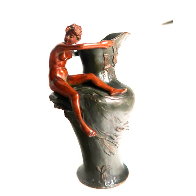 Early 20th Century Art Nouveau Exquisite Bronze Sculpture of Nude on Ewer For Sale - Image 4 of 18