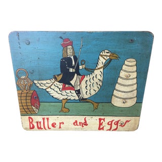 Vintage Wood Advertising Sign Butter And Eggs For Sale