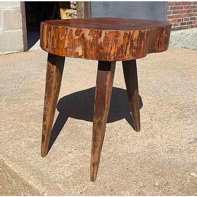 Vintage Table With Live Edge For Sale - Image 4 of 7