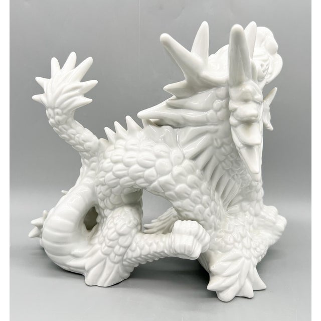 Ceramic Large 20th Century Blanc De Chine Fitz and Floyd Chinoiserie Dragon Figurine For Sale - Image 7 of 12