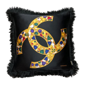 Chanel CC Logo Vintage Silk Scarf Pillow