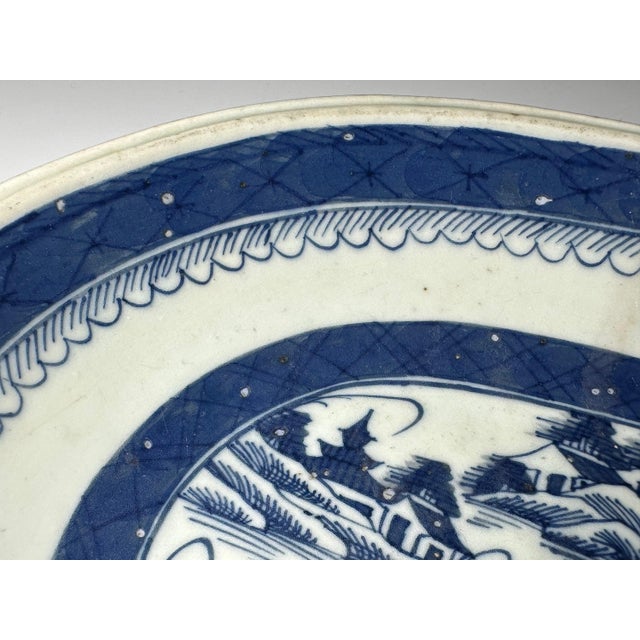 Chinese Antique Chinese Canton Blue & White Vegetable Dish, c. 1860 For Sale - Image 3 of 10