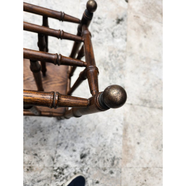 Wood 1970s Chic Wood Faux Bamboo Magazine Rack For Sale - Image 7 of 11