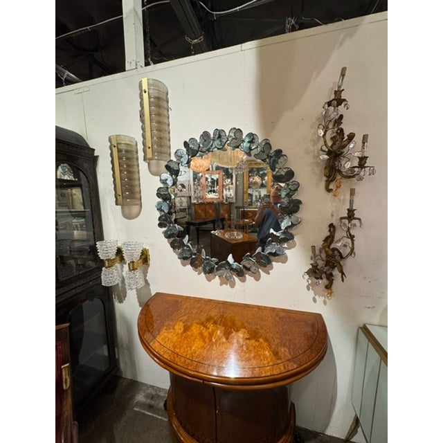 Modern Murano Glass Butterfly Mirror in Fontana Green For Sale - Image 3 of 7