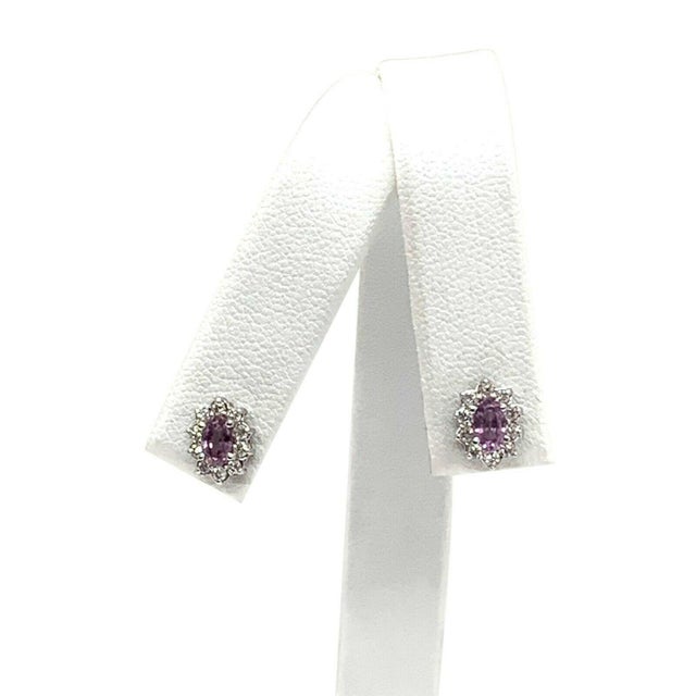 2010s Diamond Sapphire Earrings 18k Gold Stud 0.90 TCW Certified For Sale - Image 5 of 8