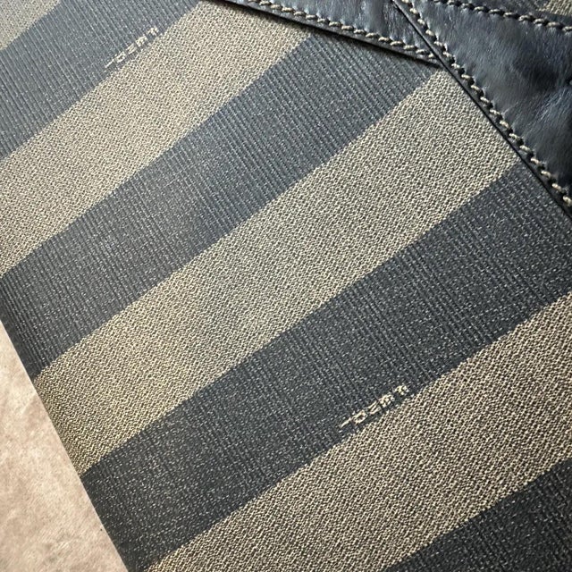 Textile 1990s Iconic Pequin Striped Canvas Clutch by Karl Lagerfeld for Sorelle Fendi For Sale - Image 7 of 12