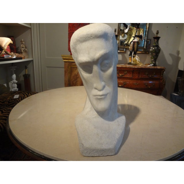 Mid-Century Modern Mid-Century Modern Carrara Marble Bust For Sale - Image 3 of 12