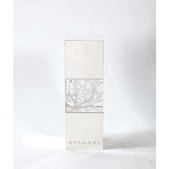 Metal Late 20th Century Bulgari, Italian Silver & Etched Glass Sculpture in Original Fitted Leather Box For Sale - Image 7 of 10