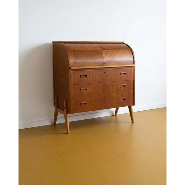 Wood Vintage Swedish Round Secretary, 1950s For Sale - Image 7 of 7