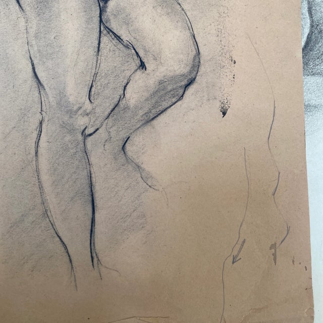 Paper 1940s Peter Sobaki Charcoal on Paper Black Female Nude Drawing For Sale - Image 7 of 7