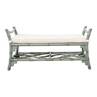 Chinese Chippendale Style Faux Bamboo Lacquered Bench Seat For Sale