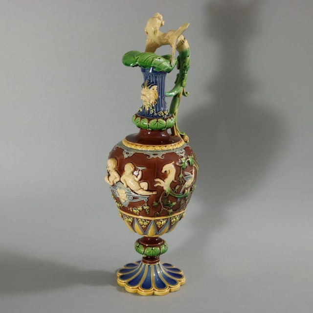 Brown Minton Majolica Cellini Ewer Jug For Sale - Image 8 of 12