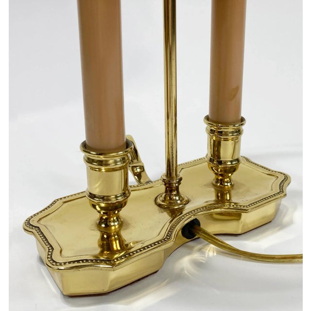 Brass Vintage French Style Brass Bouillotte Table Lamp W Metal Tole Shade For Sale - Image 8 of 9