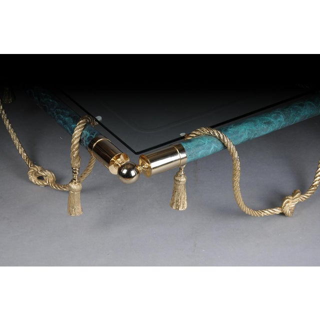 Hollywood Regency Style Coffee Table in Brass and Gold with Glass For Sale - Image 9 of 18