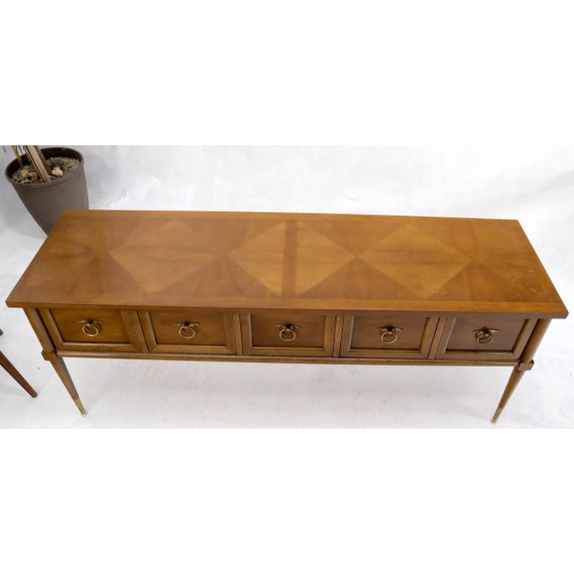 Mid 20th Century Mid-Century Modern Long Low Profile Credenza with Round Ring Drop Pulls For Sale - Image 5 of 11