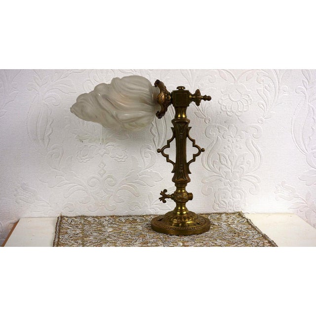 1920s Antique Brass and Glass Torch Wall Lamp from Unbekannt, 1920s For Sale - Image 5 of 10