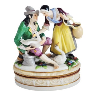 Antique Ludwigsburg Late 18th Century Porcelain Figurines Trinket Box For Sale