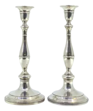 Silver Candlesticks with Smooth Stems, Set of 2