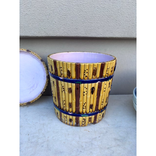 19th Century Victorian Majolica Bamboo Cachepot Minton For Sale In Austin - Image 6 of 10