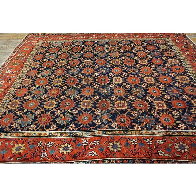1800s Blue Navy Mina Khani Tribal Antique Nw. Persian Rug With Inscription Dated 1808 8' 4" X 10' 4" Handknotted Wool Carpet For Sale - Image 4 of 6